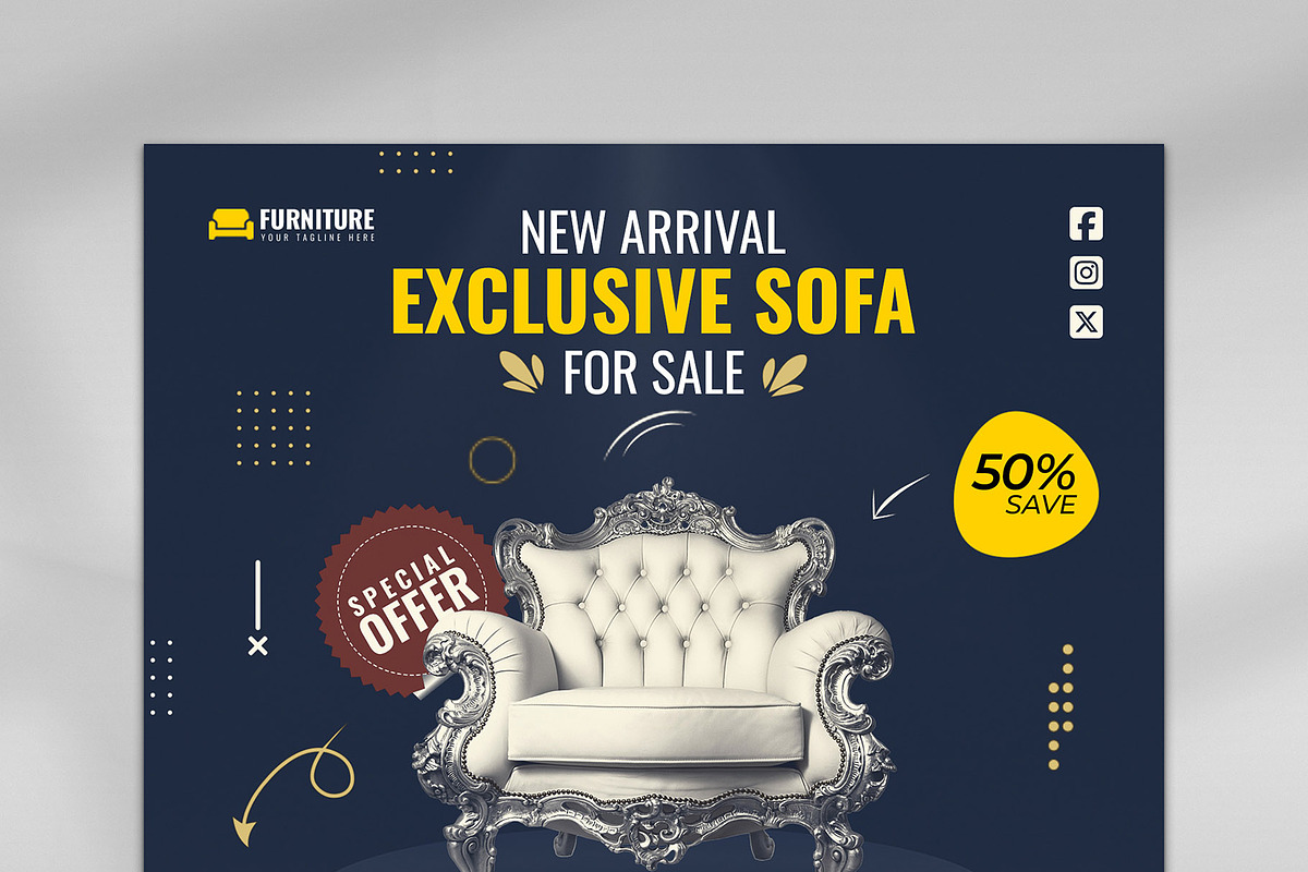 Furniture Social Media Banner Design, a Marketing Template by Photoshop Action (Photo 10 of 26)