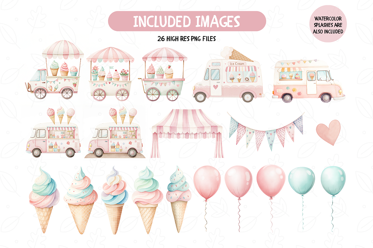Ice Cream Watercolor Clipart, an Illustration by TatiMockup (Photo 2 of 5)