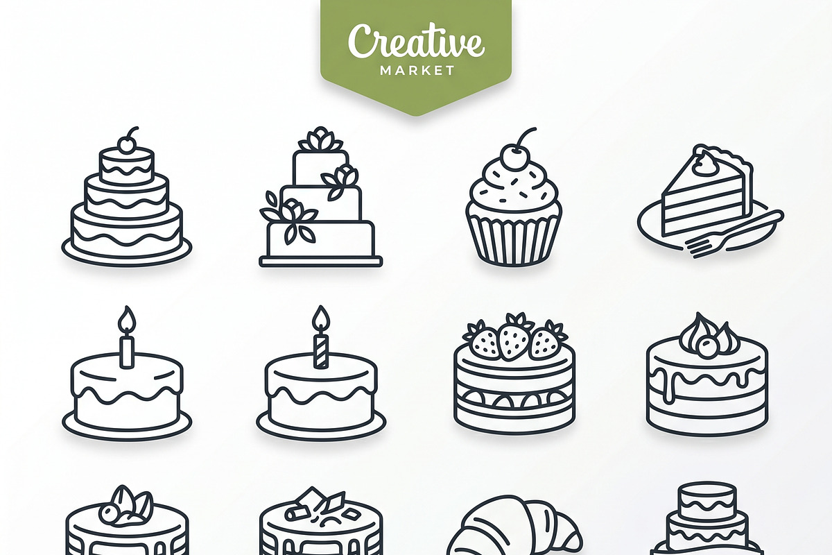 Bundles Sweet Bakery Outline Icons, an Outline Icon by adenpinkstore (Photo 1 of 2)