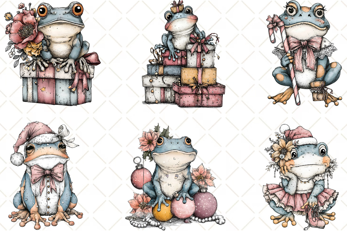 Christmas Frog Clipart, an Illustration by Black Bird Studio (Photo 6 of 6)