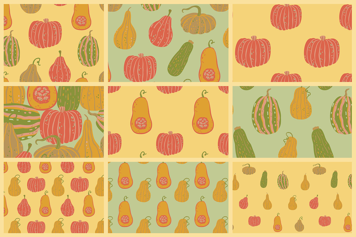 Autumn Pumpkins patterns & clipart, a Seasonal Illustration by Carpet Tapete Pretzel (Photo 2 of 11)