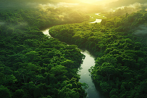 Winding river in the green jungles, a Nature Photo by AlyaAnd