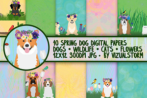 Seamless Floral Dog Patterns