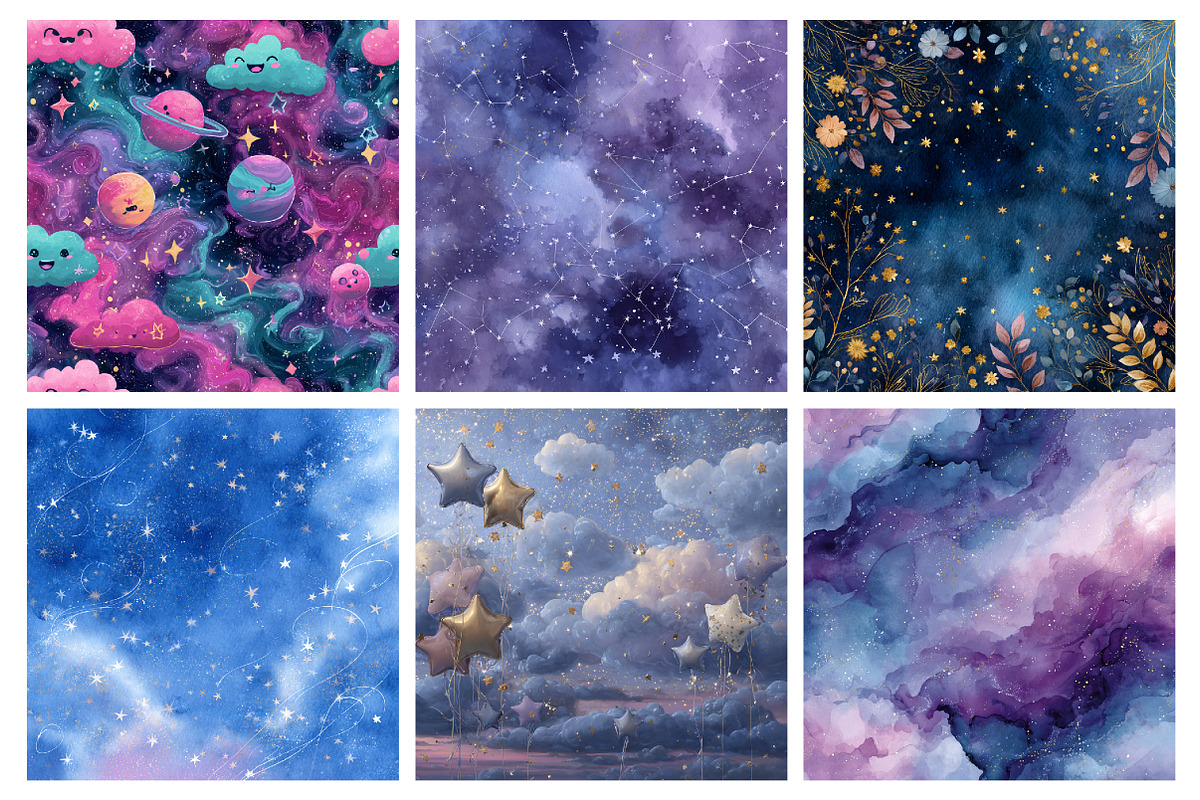Whimsical Celestial Digital Paper, a Graphic by CitraGraphics (Photo 3 of 5)