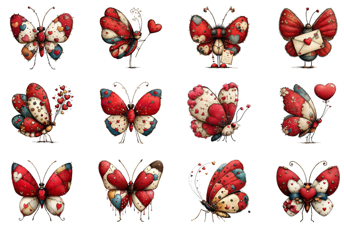 Whimsical Valentines Butterfly Clipa, an Illustration by Dream Creation (Photo 4 of 4)