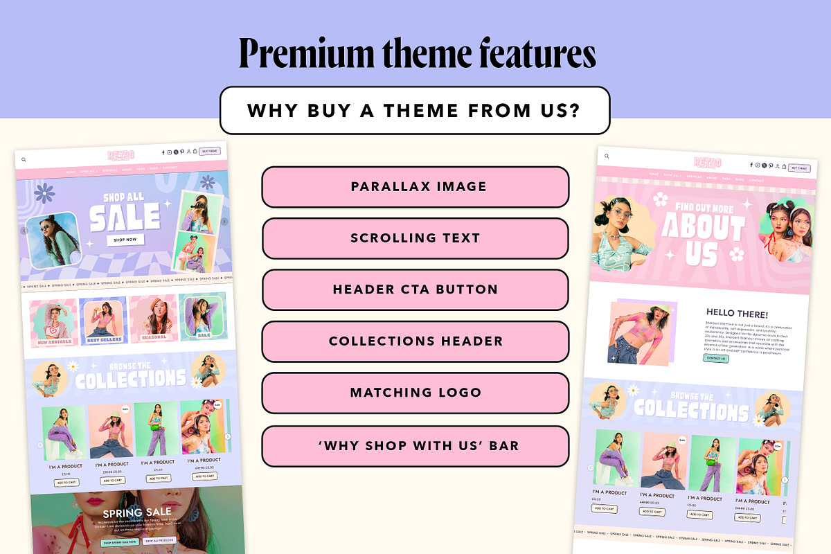 Retro Y2K Shopify Theme Bundle, a Shopify Template by Template Twist Shop (Photo 5 of 9)