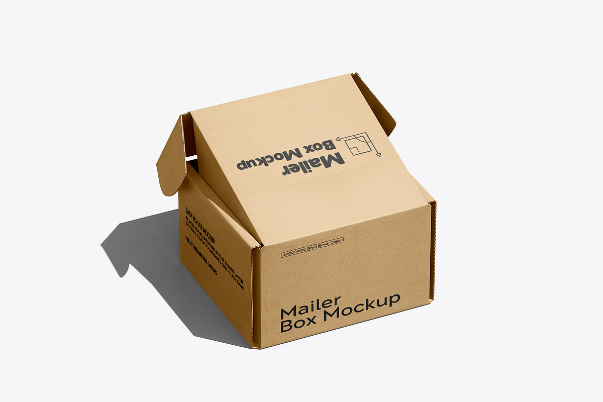 Square Kraft Mailer Box Mockup Set, a Packaging Mockup by pixelmock (Photo 6 of 16)