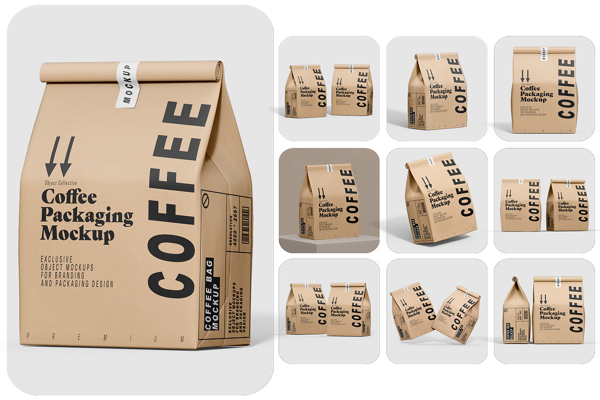Coffee Bag Packaging Mockup PSD, a Packaging Mockup by pixelmock (Photo 3 of 19)