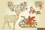 Vintage style CHRISTMAS clip art, an Illustration by CLIPART GARDEN (Thumbnail 3 of 5)
