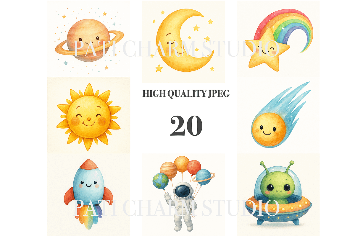 Galaxy Clipart Bundle, a Decorative Illustration by Pati Charm Studio (Photo 2 of 8)