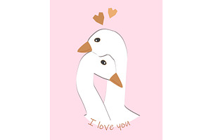 Goose Hugs couple with intertwined, an Animal Illustration by Toltemara