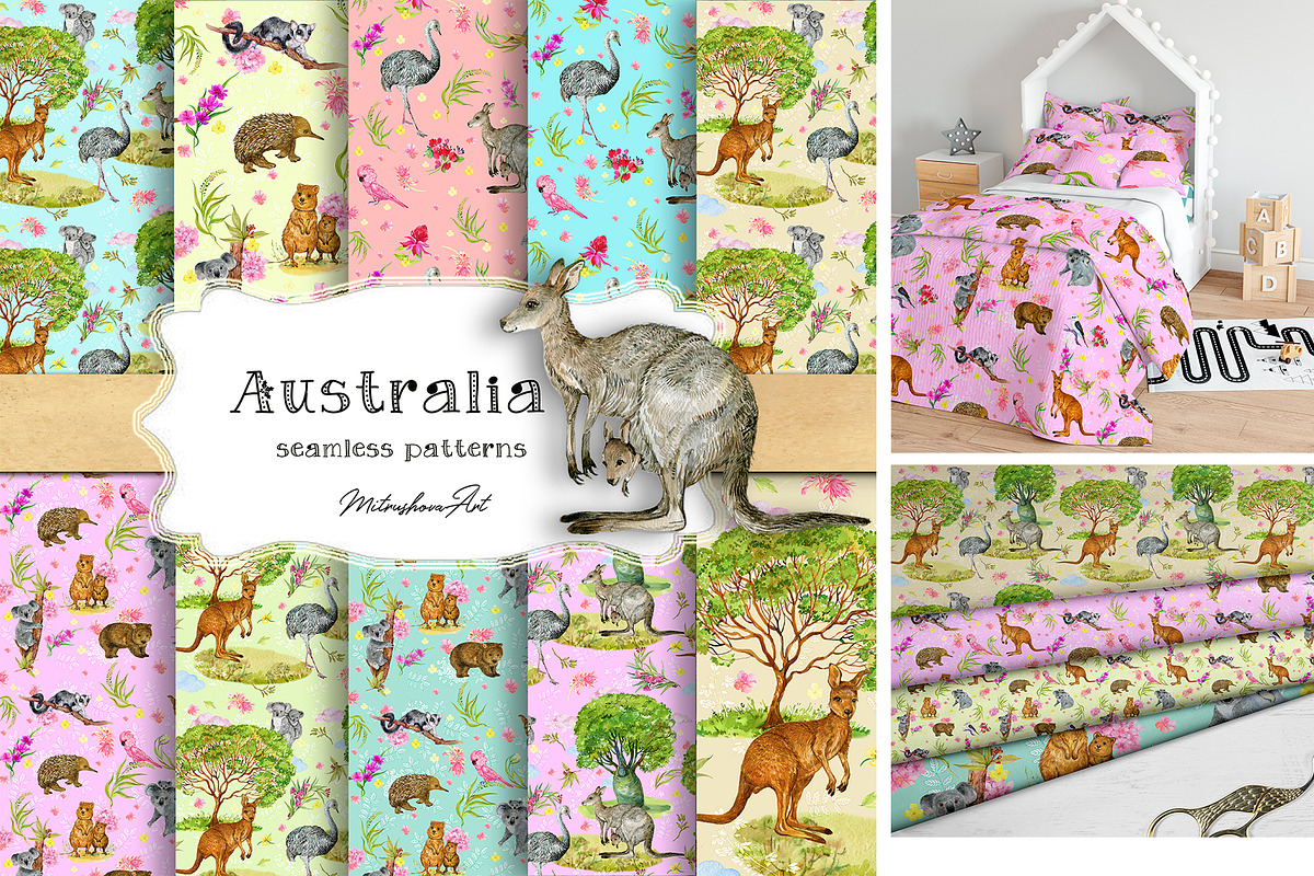Australia  seamless patterns, a Pattern Graphic by MitrushovaArt (Photo 1 of 11)