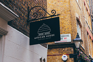 traditional african house line logo