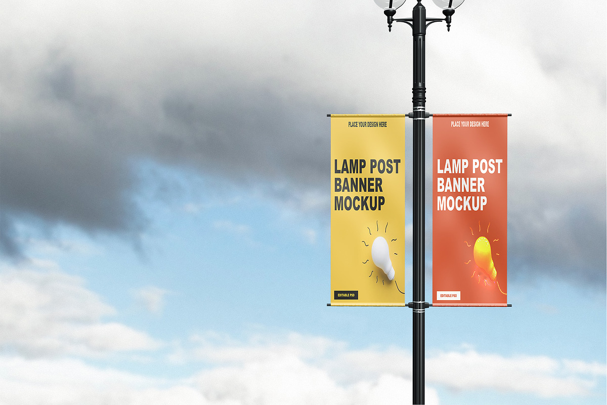 Lamp Post Banner Mockup, a Product Mockup by Designbuys (Photo 20 of 20)