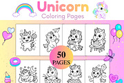 50 Unicorn Coloring Pages for Kids, an Animal Illustration by SimoDigitalArt (Thumbnail 2 of 5)