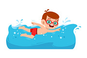 kid swimming in the pool, an Education Illustration by Colorfuel Studio