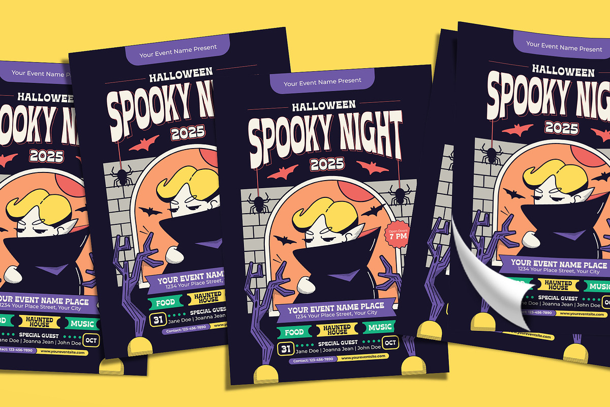 Retro Halloween Spooky Night Flyer, a Flyer Template by Tiptop Graphic (Photo 4 of 5)