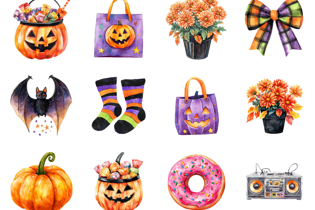 Watercolor Halloween Clipart, a Seasonal Illustration by Designking (Photo 2 of 5)