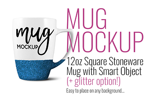 12oz Glitter White Stoneware Mug