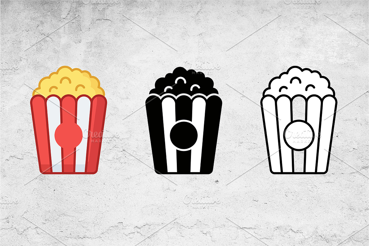 Popcorn Bucket Icon Set Vector, an Outline Icon by Artonix (Photo 2 of 2)