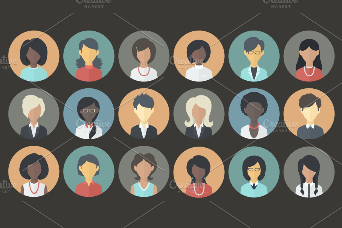Flat Icons Set of Female Persons, an Icon by Alex Serada (Photo 2 of 3)