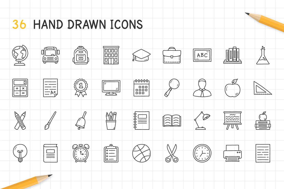 School Icons and Pattern, an Outline Icon by PixMarket (Photo 2 of 3)