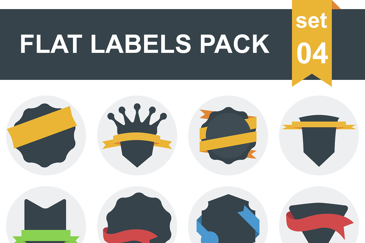 48 Flat labels pack, a Templates & Theme by Nerokanji_Designs (Photo 2 of 4)