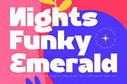 Nights Funky Emerald Display Font, a Serif Font by timelesstype.co (Thumbnail 1 of 20)