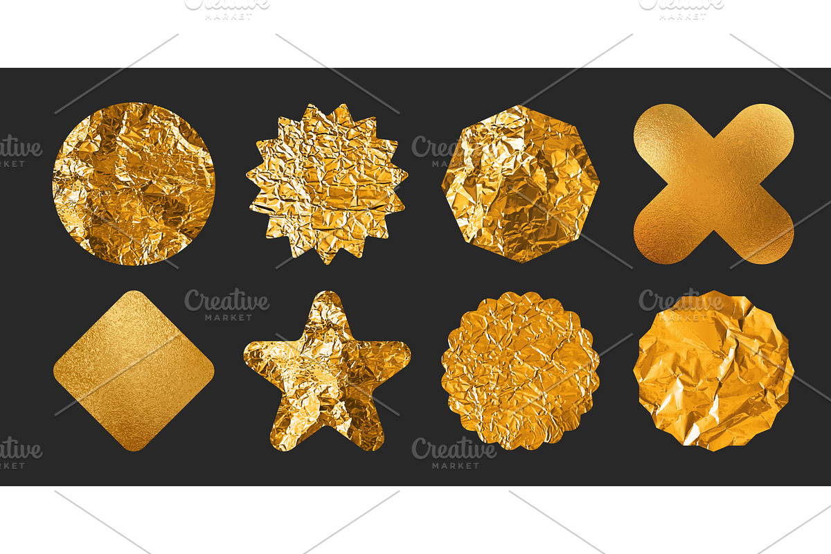 Gold foil sticker with crumpled, an Object Illustration by art PVP - market
