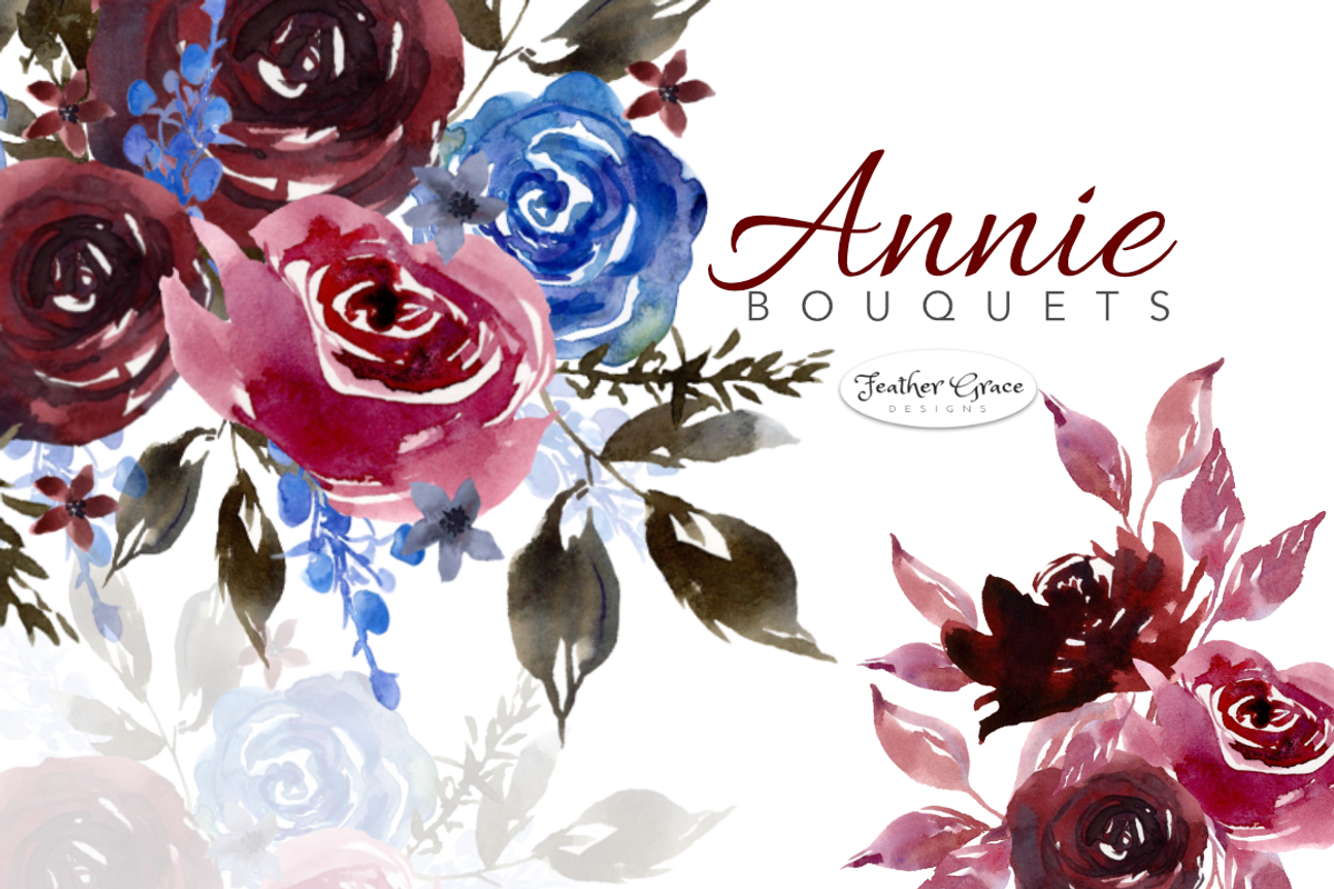 Burgundy & Navy Florals, an Illustration by Feather Grace Designs (Photo 10 of 15)