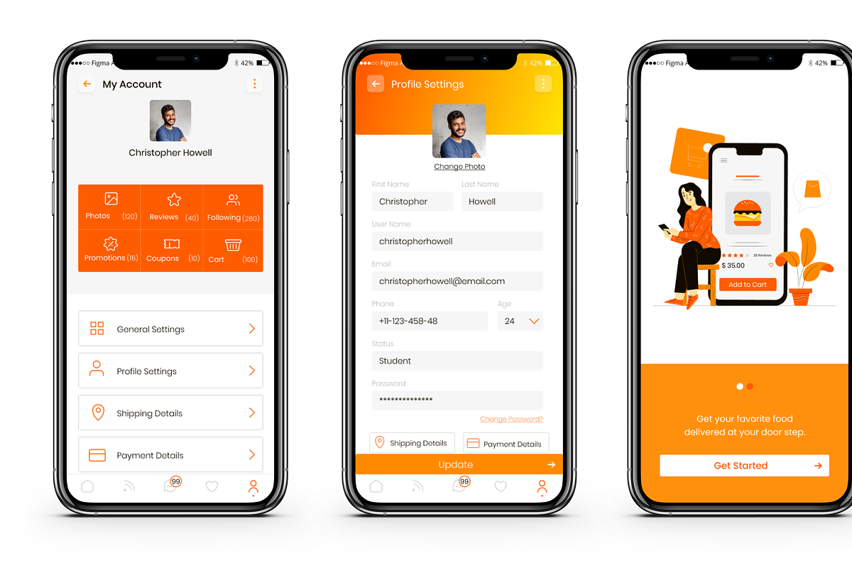 Food Delivery App - Figma & XD UI, a Templates & Theme by Basma Designs (Photo 3 of 7)