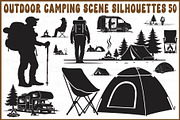 Outdoor Camping Scene Silhouettes Se, an Object Graphic by yasushie (Thumbnail 1 of 6)