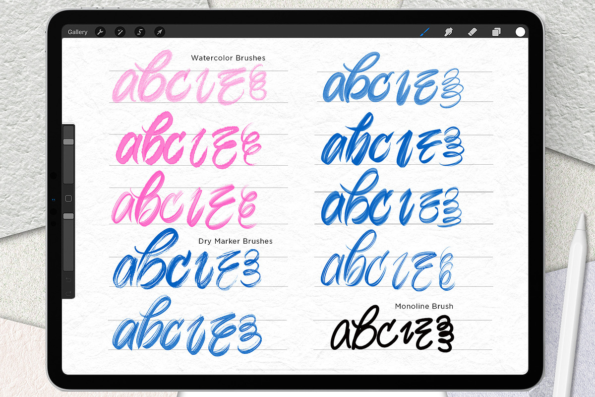 Lettering Brush Set for Procreate, a Brush Add-On by ZenLettering (Photo 8 of 12)