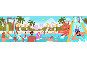 People at water park. Family, an Illustration by Stock-Smart-Start