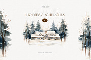 Watercolor winter wedding venue, an Object Illustration by MariGraphic boutique (Thumbnail 2 of 9)