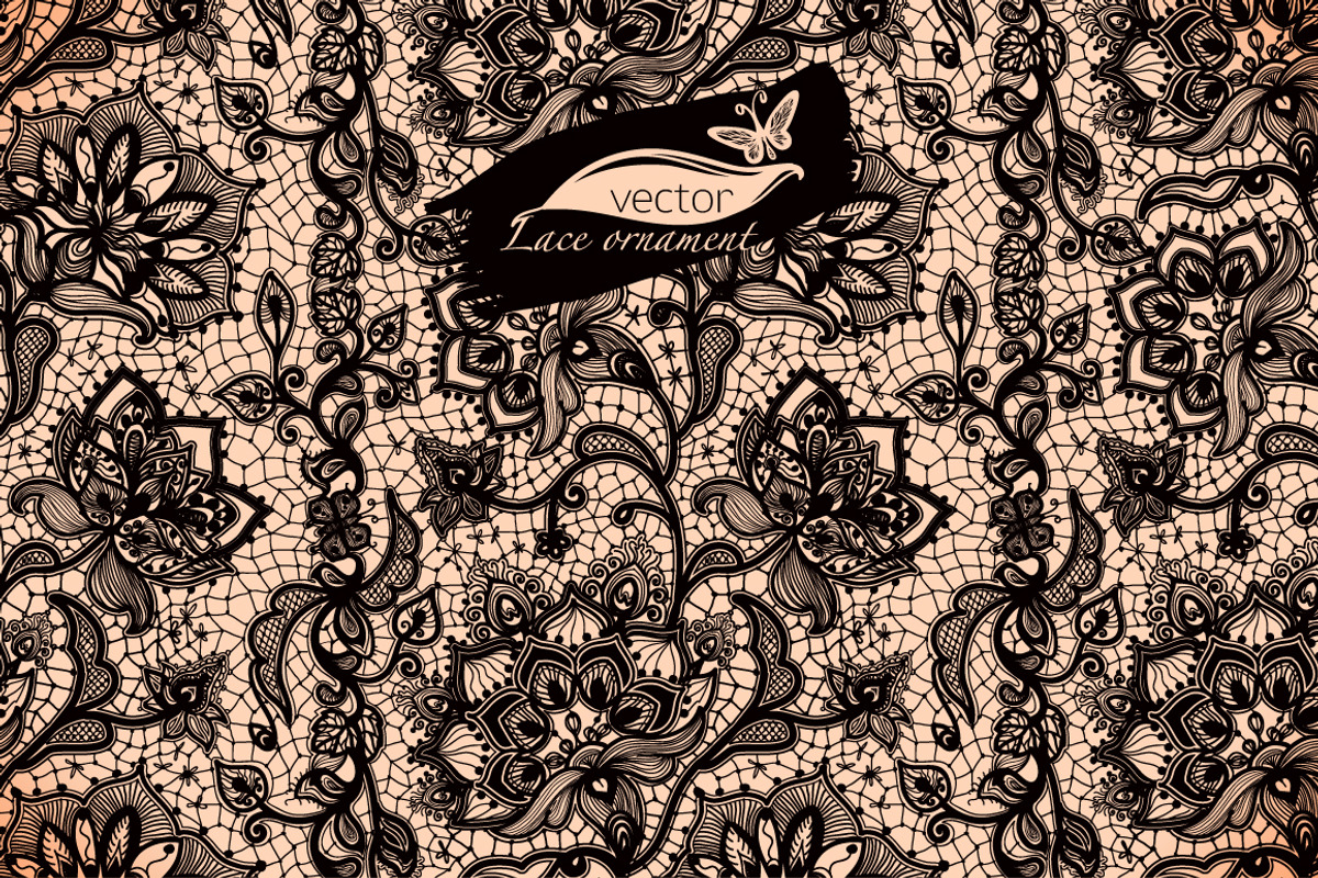 Seamless lace patterns with flower, a Texture Illustration by Vikpit (Photo 2 of 4)