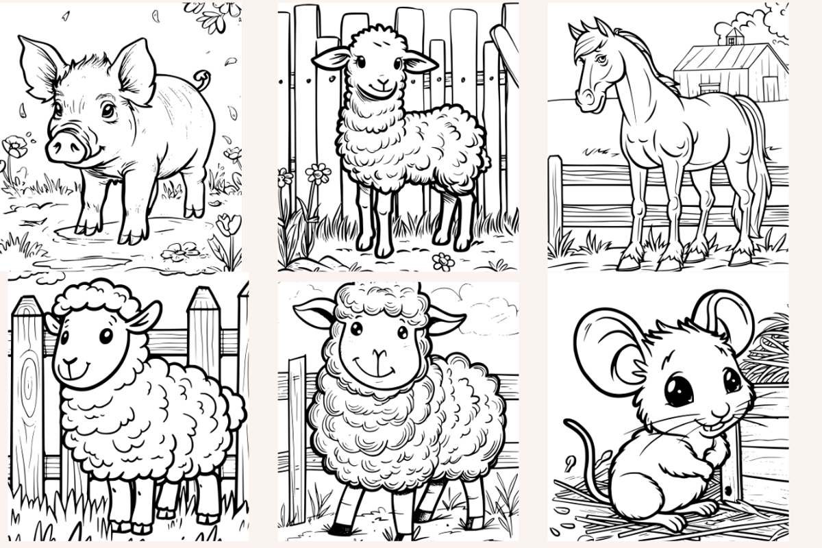 Farmyard Animals Coloring Pages, an Animal Illustration by PrintHaven Designs (Photo 6 of 9)