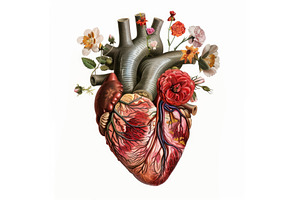 Anatomical heart blooming with, a Health & Medical Photo by Ylivdesign