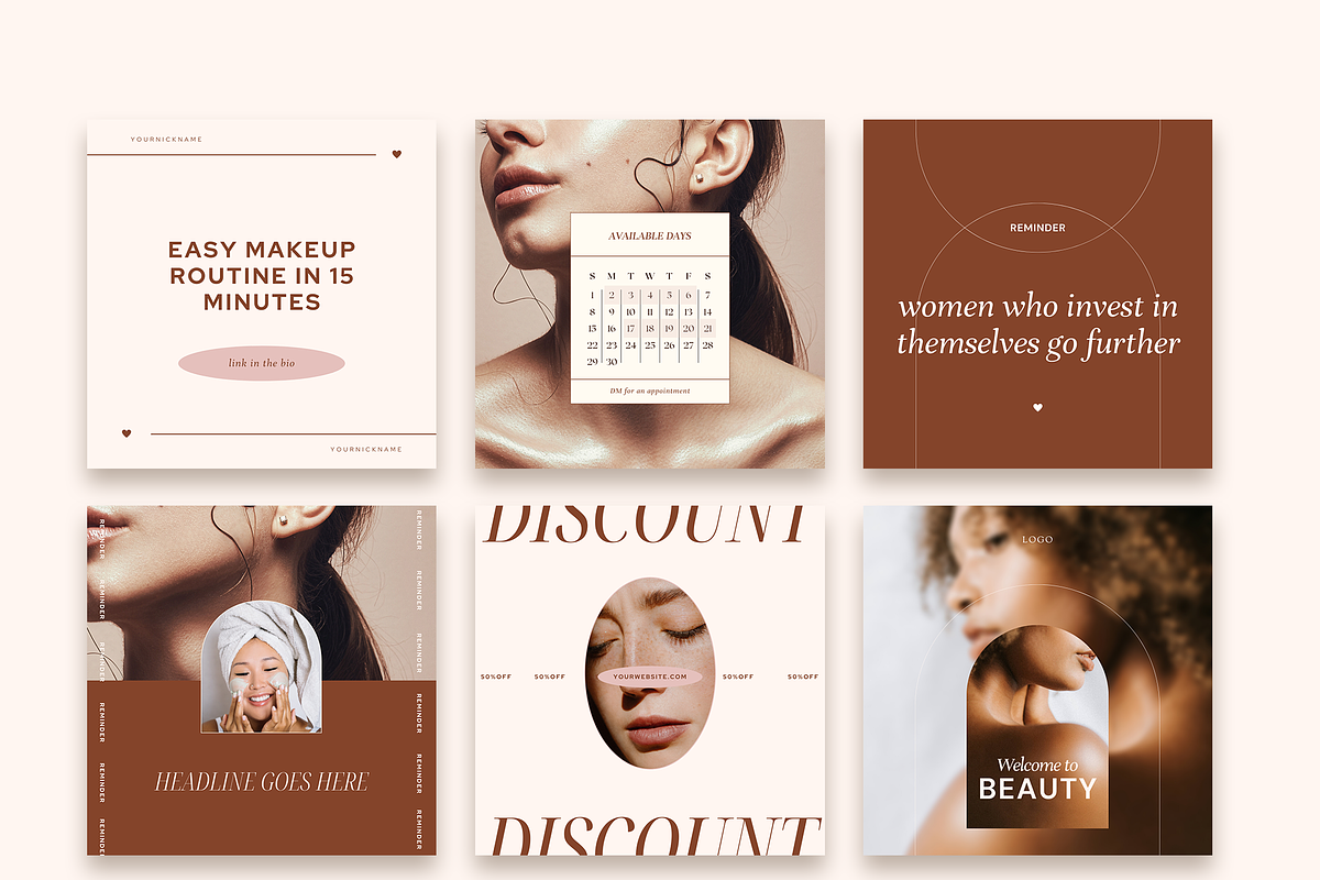 Beauty Social Media Templates, a Social Media Template by Kseniia_Design (Photo 3 of 9)