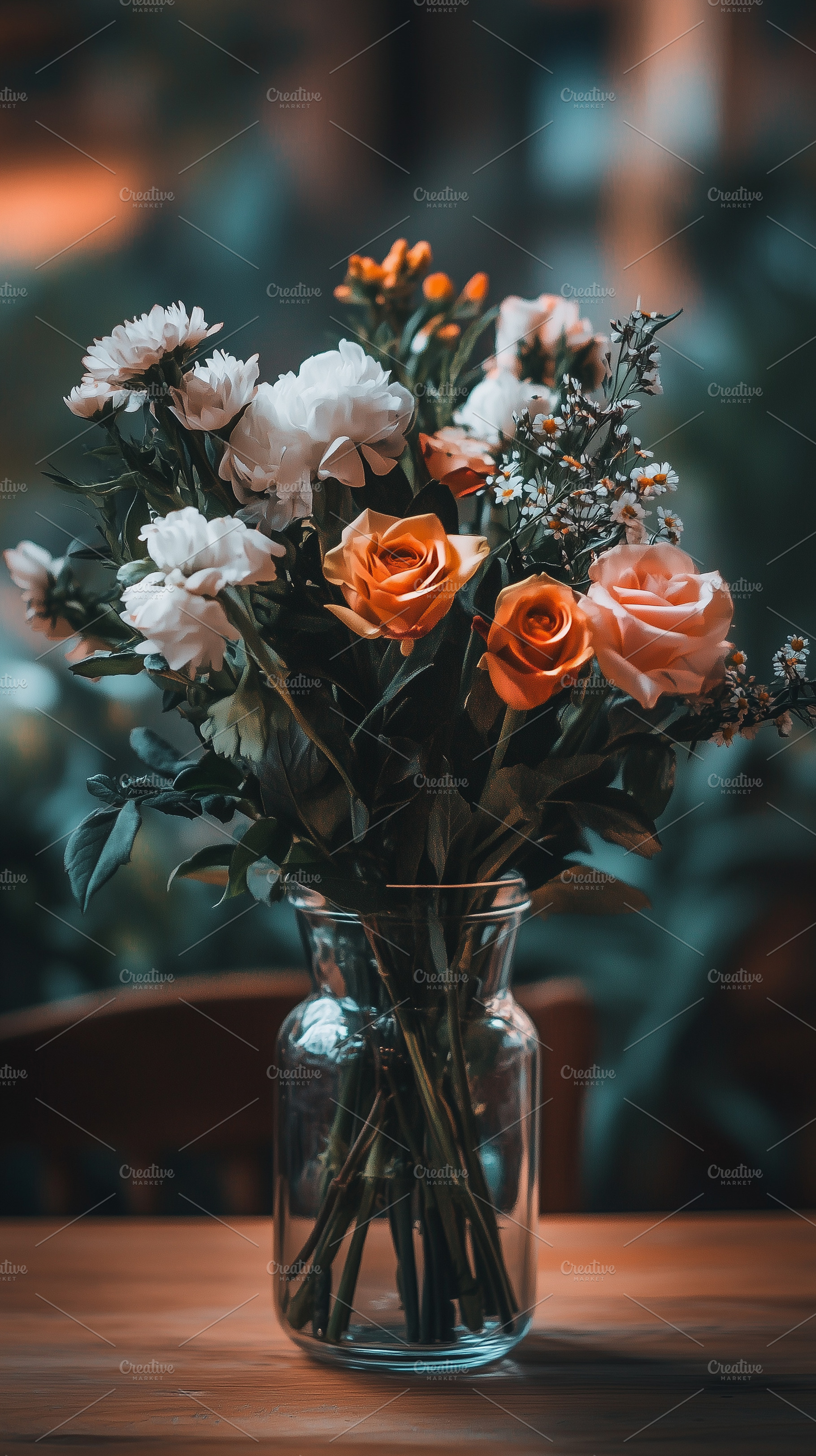 Delicate bouquet of orange roses and, a Nature Photo by MistyDay