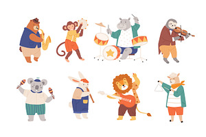 Cute animals musicians, cartoon set, an Animal Illustration by Good Studio