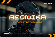 Aeonika - Futuristic Typeface, a Sans Serif Font by Aksapix Studio (Thumbnail 1 of 10)
