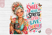 Stress Less Live Colorfully PNG, a Seasonal Illustration by Rose Art (Thumbnail 1 of 4)