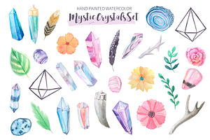 Watercolor Mystic Crystals Set