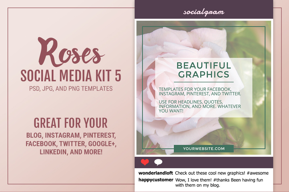 Roses Social Media Kit 5, a Social Media Template by Modern Biz Magic (Photo 3 of 3)