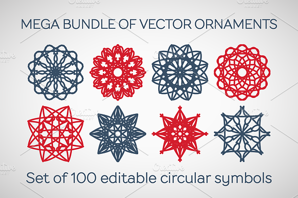 100 Editable Vector Ornaments preview 6