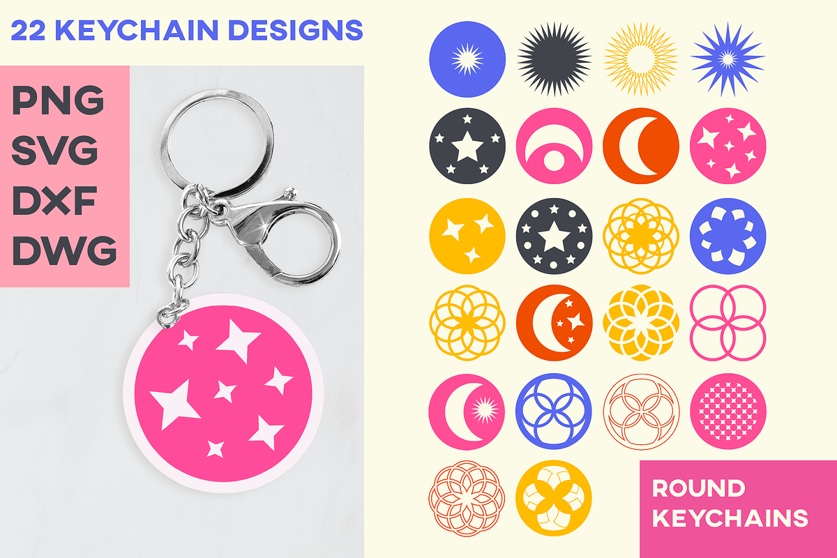 Keychain Cut File Solar Round Design, an Object Graphic by InkCloudDesign (Photo 1 of 4)