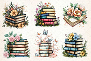 Pretty Books with Flowers Clipart, an Illustration by Dream Creation (Thumbnail 2 of 6)