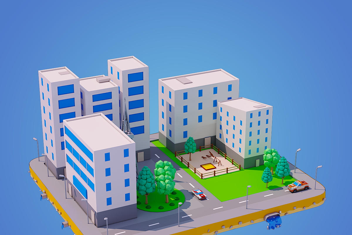 Low Poly City Block, an Architecture 3D Model by 3DGeeq (Photo 1 of 8)