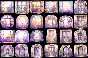 Lavender Windows And Doors Clipart